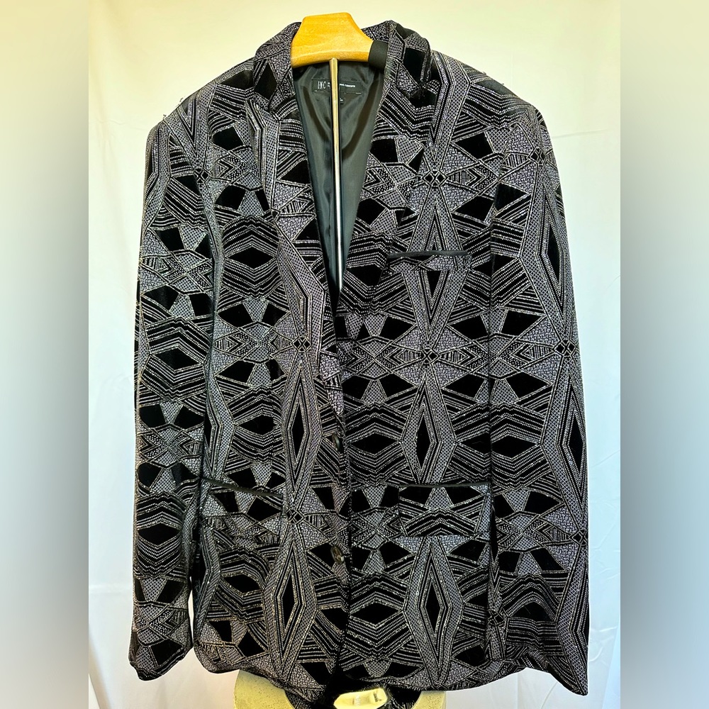 Black and Silver Geometric Sport Blazer